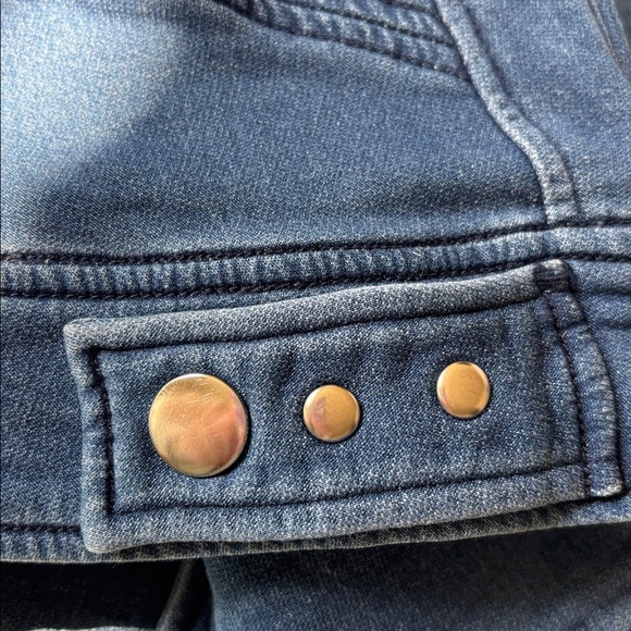 BLANK NYC Denim Moto Jacket Small Blue Zip Front Fitted Biker Style Jean Jacket - Picture 7 of 16